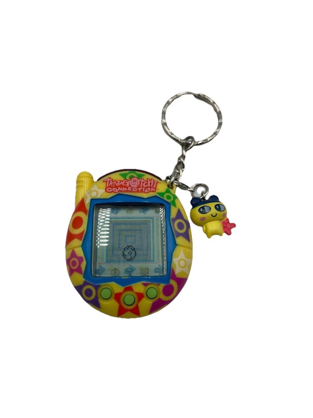 Tamagotchi 2004 Connection V3 Yellow Stars - Tested Works Vintage With Charm